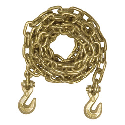 16' Transport Binder Safety Chain with 2 Clevis Hooks (18,800 lbs, Yellow Zinc)