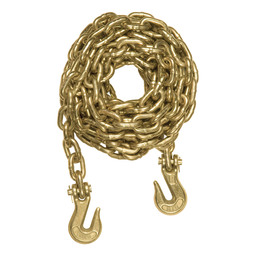 16' Transport Binder Safety Chain with 2 Clevis Hooks (26,400 lbs, Yellow Zinc)