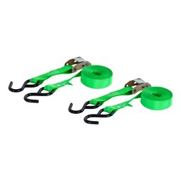 15' Dark Green Cargo Straps with S-Hooks (300 lbs, 2-Pack)