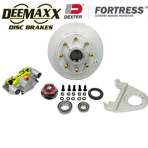 DeeMaxx® 7,000 lbs. Disc Brake Kit with 5/8" Studs for One Wheel with Maxx Coating Caliper and Dexter® Fortress® Aluminum Cap - DM7KMAXX580-F