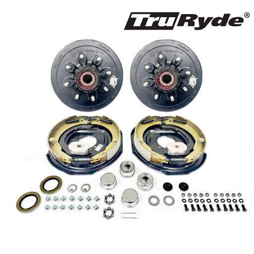 8-6.5" Bolt Circle 1/2" Studs 7,000 lbs. TruRyde® Pre-Greased Trailer Axle Electric Brake Kit - PGBK42865ELE-TRP