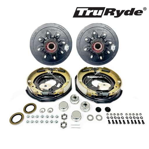 8-6.5" Bolt Circle 7,000 lbs. 1/2" Studs TruRyde® Pre-Greased Trailer Axle Self-Adjusting Electric Brake Kit - PGBK42865ELEAUTO-TRP