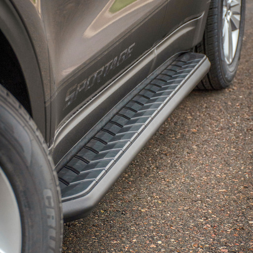 AeroTread 5" x 67" Black Stainless Running Boards, Select Kia Sorento