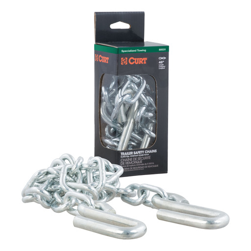 Curt 48" Safety Chain with 2 S-Hooks (5,000 lbs, Clear Zinc, Packaged) - 80031