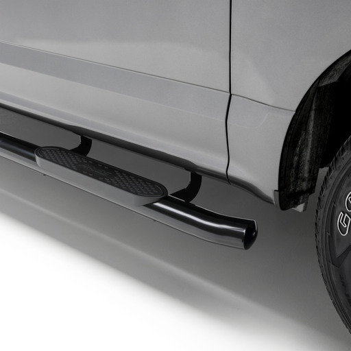 4" Black Steel Oval Side Bars, Select Silverado, Sierra 1500, 2500, 3500